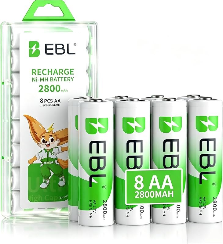 EBL Pack of 8 AA Batteries 2800mAh High Capacity Precharged Ni-MH AA Rechargeable Batteries — batteries for best