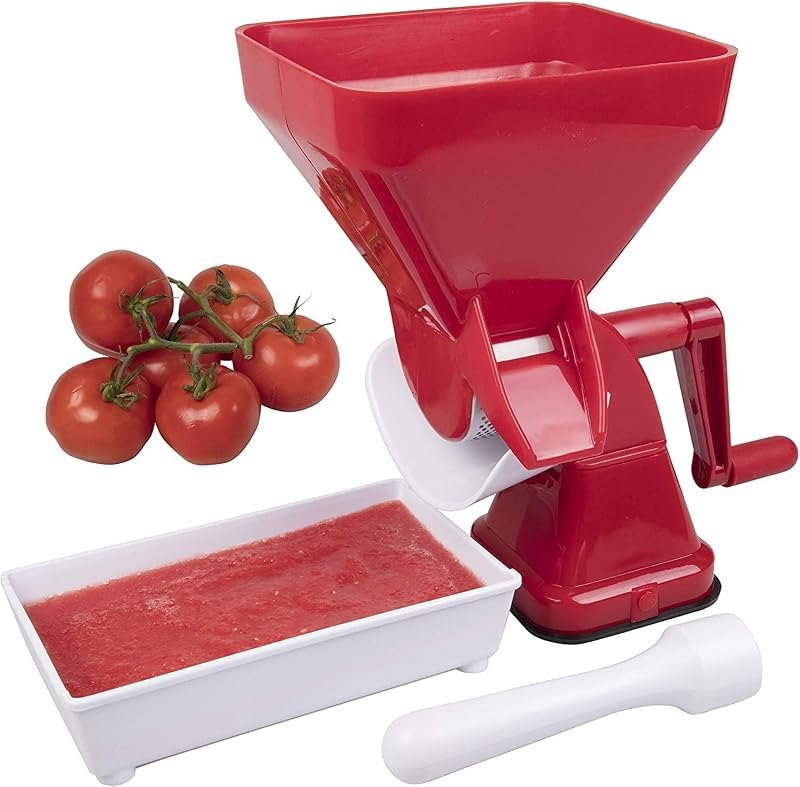 Tomato Strainer, Easily Juices w No Peeling Deseeding or Coring Necessary — sauce strainer for food mill