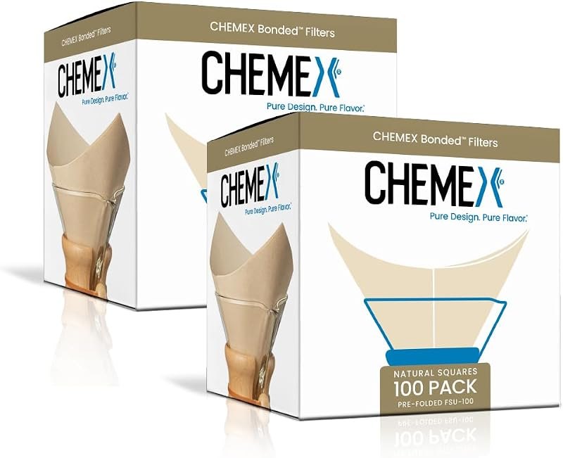 Chemex Bonded Filter - Natural Square - 100 Count (Pack of 2) - Exclusive Packaging — filters for best home coffee