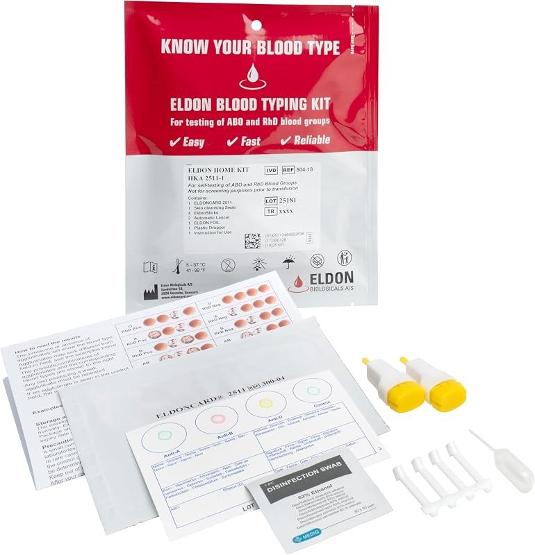 Eldoncard INC Blood Type Test, 1 Pack — Comparisons for home for comparisons kit