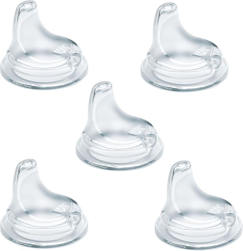 NUK Replacement Silicone Spout for Select NUK Cups, Spill-Proof, Soft Spout, Dishwasher-Safe, BPA-Free, Clear, Pack of