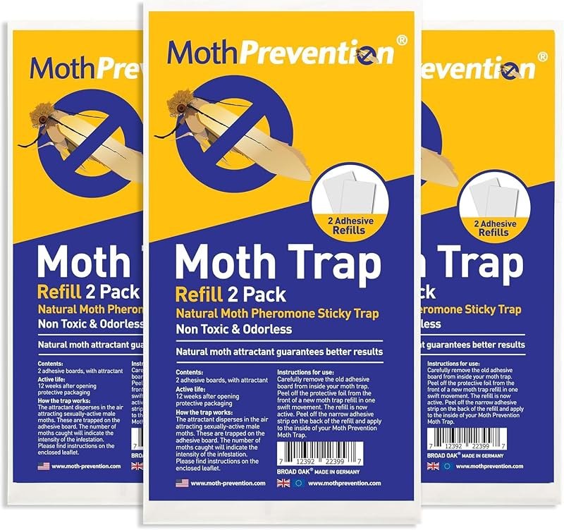 Clothes Moth Trap Replacement Strips (6 Strips in Total) - Refills for MothPrevention Moth Traps - for Closets &
