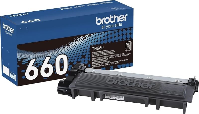 Brother Genuine High Yield Toner Cartridge, TN660, Replacement Black Toner, Page Yield Up to 2,600 Pages, Amazon Dash