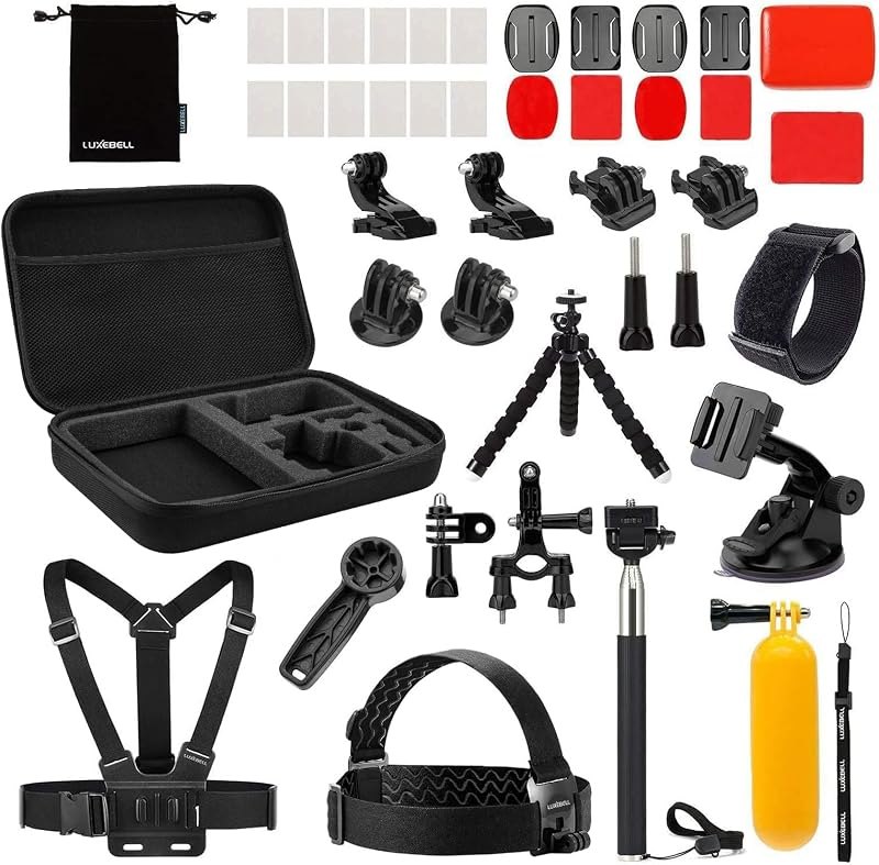 Luxebell Action Camera Accessory Kit for GoPro Hero Black Silver 13 12 11 10 9 8 7 6 5 4 Session Max Akaso Xiaomi