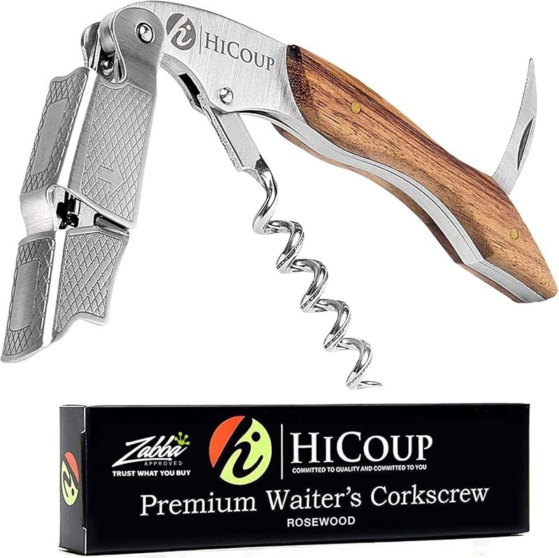 HiCoup Wine Opener - Professional Corkscrews for Wine Bottles w/Foil Cutter and Cap Remover - Manual Wine Key for