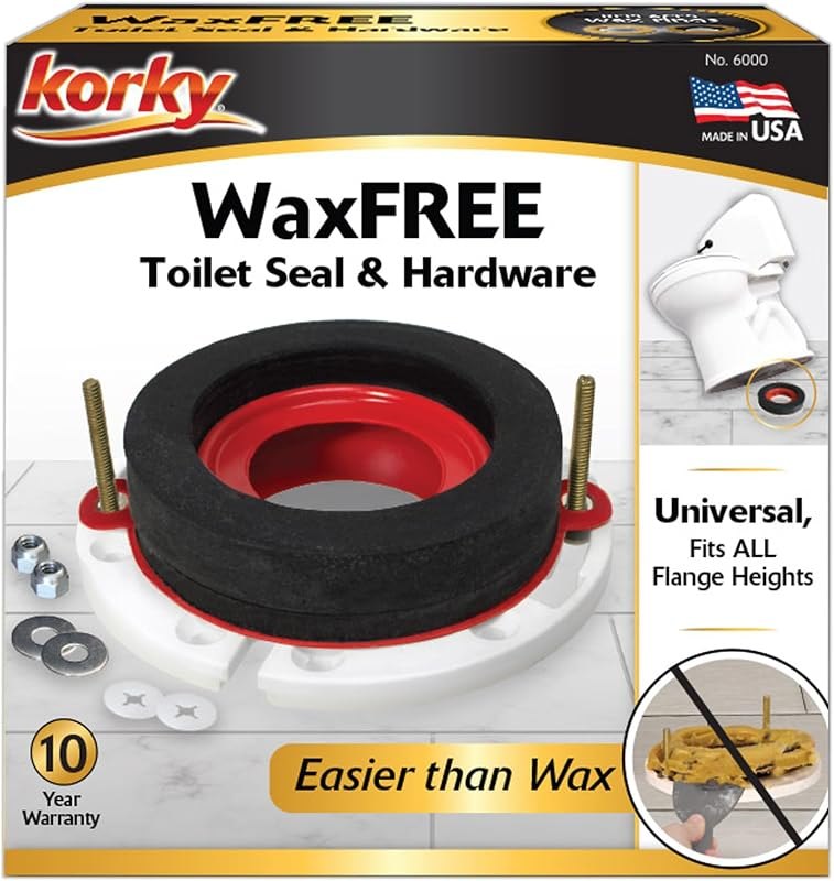 Korky WaxFree Toilet Seal Kit with Hardware - Easy to Install - 6000 — toilet wax ring for toilet wax ring
