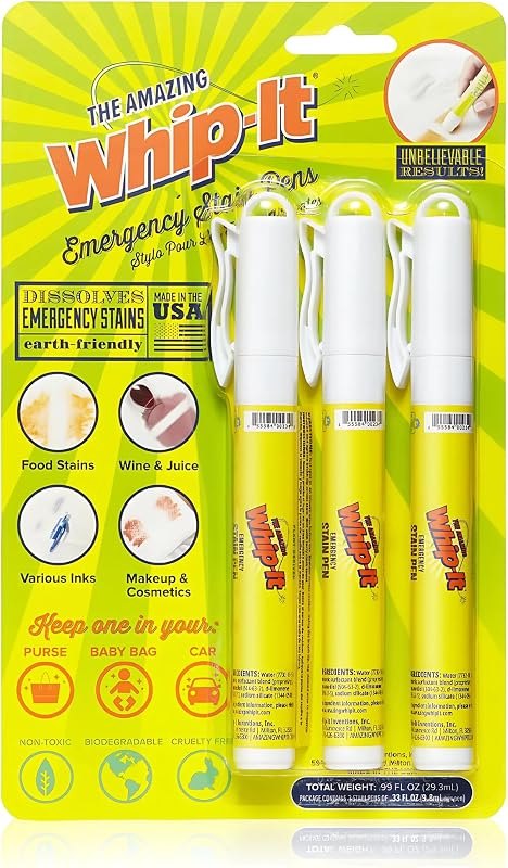 Whip-It Emergency Stain Removing Pens (3 PACK) — stain remover stick pack for stain remover stick under 30 budget