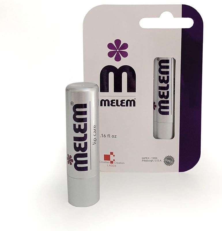 Melem Lip Balm with Lanolin, Moisturizing, Long Lasting, for Dry, Cracked and Chapped Lips in Silver Stick (.16