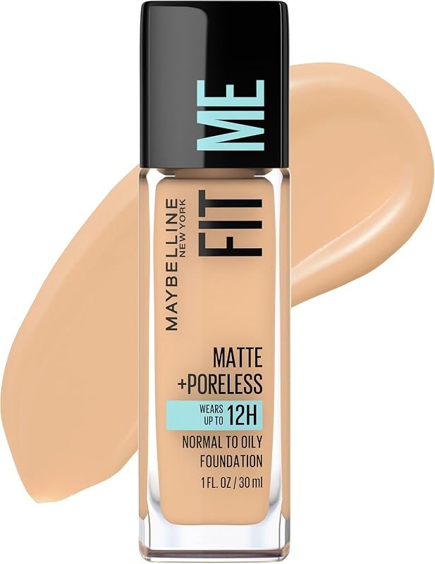 Maybelline Fit Me Matte + Poreless Liquid Oil-Free Foundation Makeup, Natural Beige, 1 Count (Packaging May Vary) —