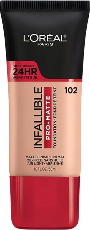 L'Oreal Paris Cosmetics Makeup Infallible Pro-Matte Liquid Longwear Foundation, Shell Beige, 1 fl oz. — oil free