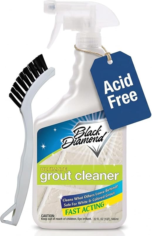 Ultimate Grout Cleaner for Tile & Grout, Acid-Free Stain Remover QT/Brush — grout cleaner amazon for grout cleaner