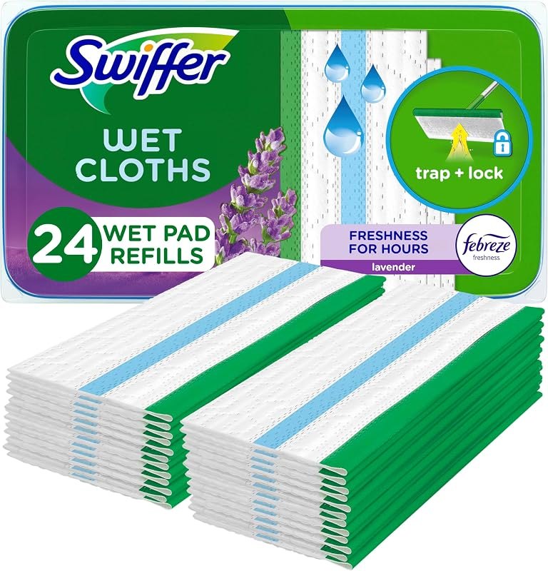 Swiffer Sweep + Mop, Wet Pads Refill, Floor Cleaner for Dirt, Dust, Hair, Cleaning Cloths for Mopping Home, Bathroom