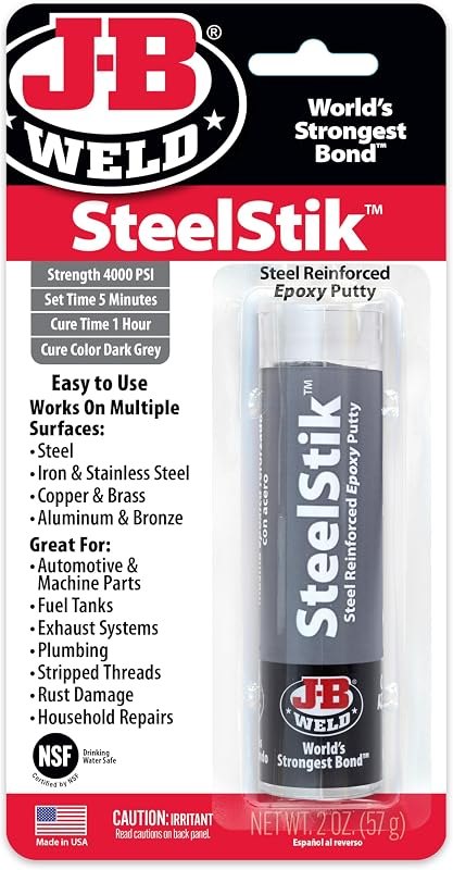 J-B Weld 8267 SteelStik Steel Reinforced Epoxy Putty Stick - 2 oz. — Welding no leak for welding kit