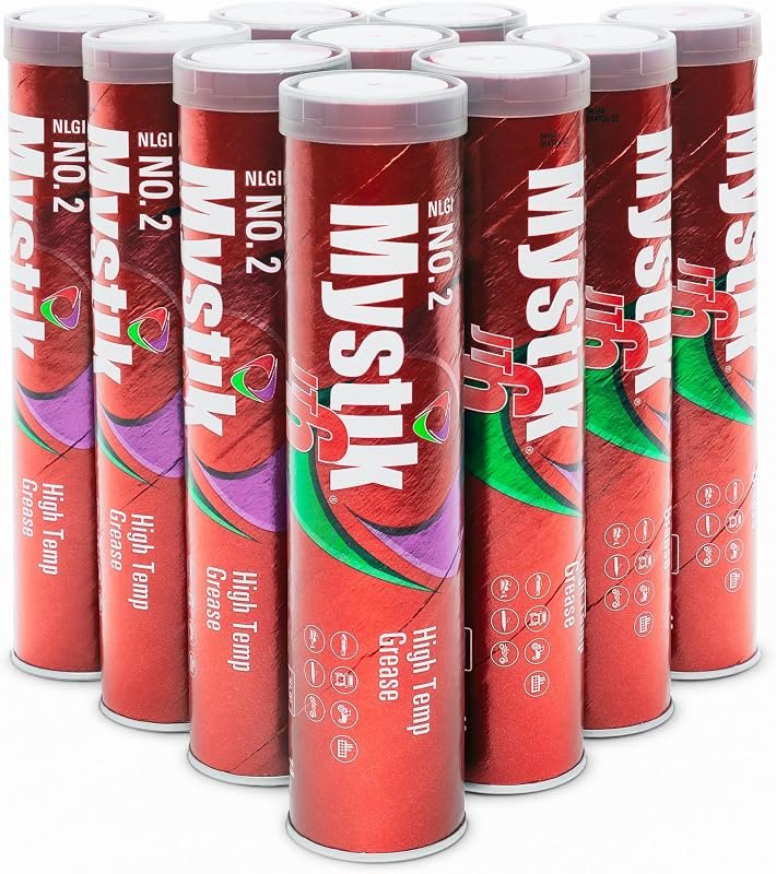 Mystik JT-6 High Temp Grease Tubes for Grease Gun, Multi Purpose Red Lithium Complex, NLGI 2, Wheel Bearing Grease, 14