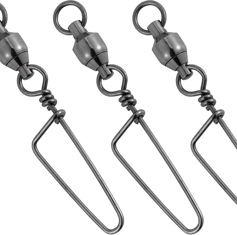 Dr.Fish Fishing Snap Swivels Ball Bearing Swivels Fishing Tackle Saltwater & Freshwater Coast-Lock Lure Snap Clips