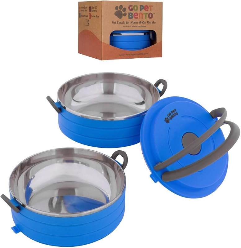 Healthy Human Travel Pet Bento Bowls - Human-Grade Stainless Steel & BPA-Free, Leak-Proof Water & Food Container Set