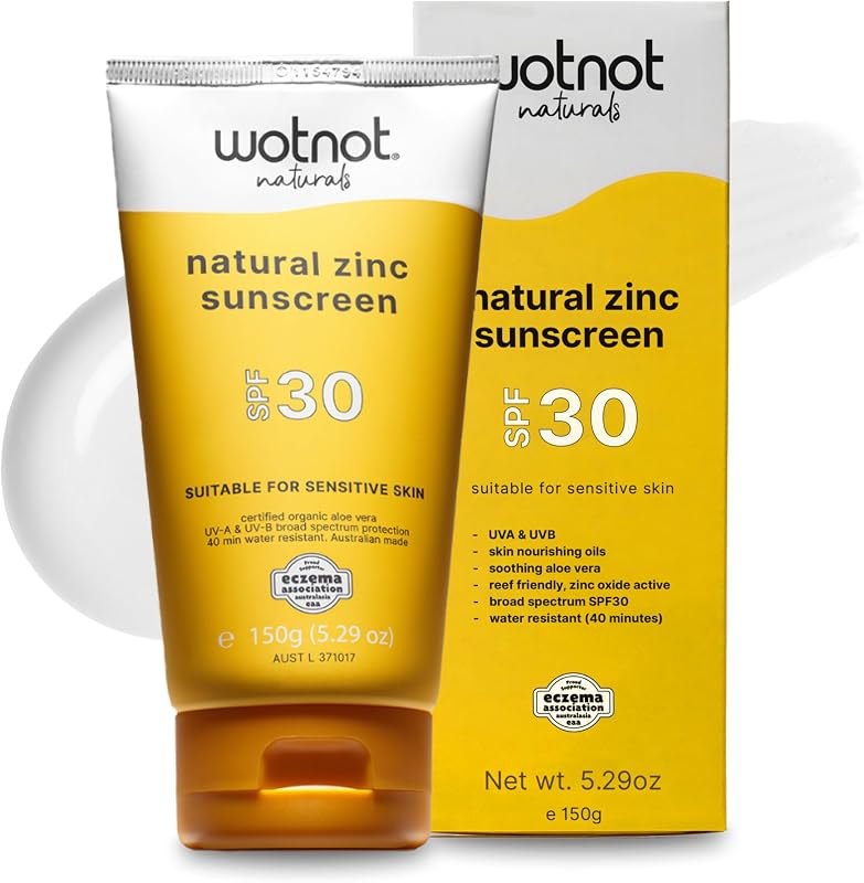 Wotnot Natural Zinc Sunscreen SPF 30 for Sensitive Skin, Mineral Sunscreen for Face & Body, Fragrance-Free Daily Sun