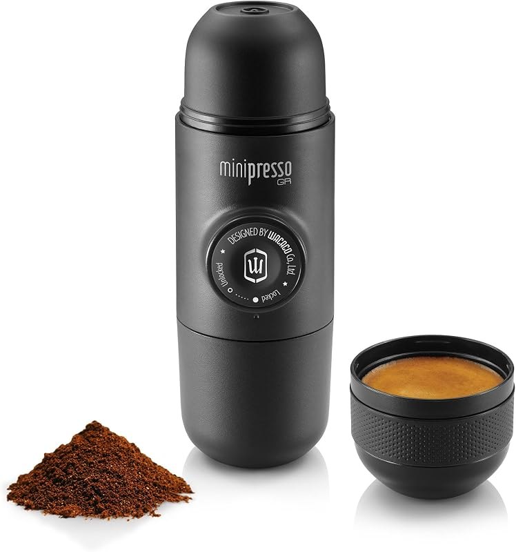 Wacaco Minipresso GR, Portable Espresso Machine, Compatible Ground Coffee, Hand Coffee Maker, Travel Gadgets, Manually