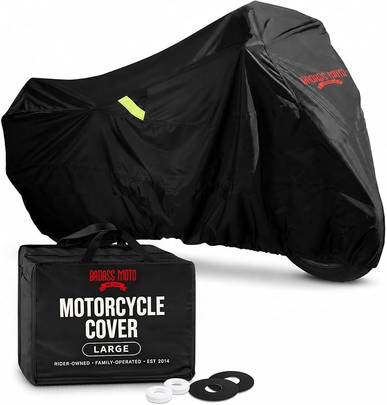 Badass Moto Waterproof Motorcycle Cover for Large Cruisers, Black L 97"