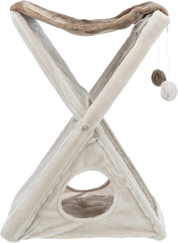 TRIXIE Miguel Fold and Store Cat Hammock, Indoor Cat Furniture with Dangling Toys, Scratching Pad, and Cave