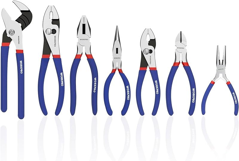 WORKPRO 7-Piece Pliers Set, Pliers Tool Set with Comfort Grip, Blue — pliers for best home tool kit