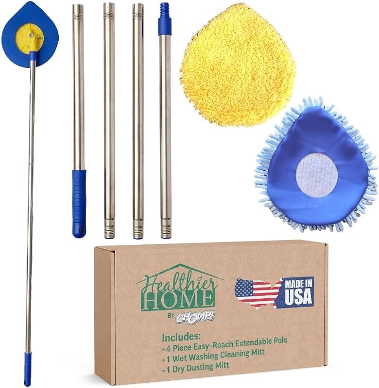 CHOMP Long Handle Wall Cleaner, 5 Minute CleanWalls Extendable Wall Washer, Ceiling Cleaner, Baseboard Duster
