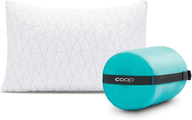 Coop Home Goods Original Travel and Camping Adjustable Pillow, Small Camping Pillow with Compressible Stuff Sack