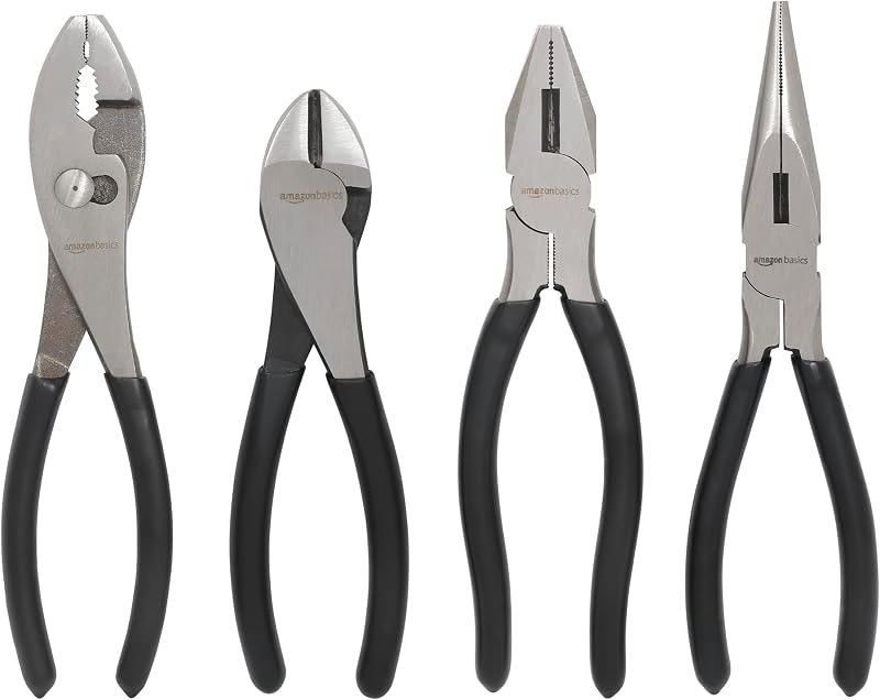 Amazon Basics Pliers Set, Hand Tools for Precision, Cutting Wire Cutter with Needle Nose and Diagonal, Quality Tool