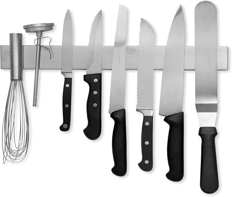 Modern Innovations 16 Inch Stainless Steel Magnetic Knife Bar with Multi-Purpose Functionality as a Knife Holder