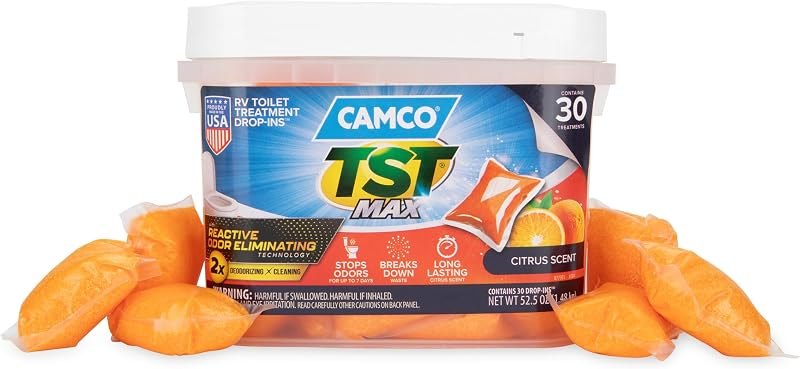 Camco TST MAX RV Toilet Treatment Drop-INs - Orange 30-pk - Made in the USA — RV for best