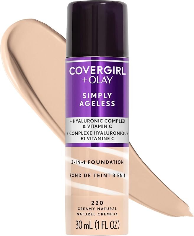 COVERGIRL Simply Ageless 3-in-1 Foundation - 220 Creamy Natural — non comedogenic foundation no leak for non