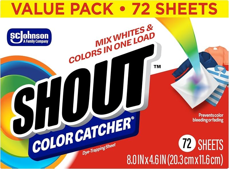 Shout Color Catcher Dye-Trapping Laundry Sheets, 72 Count, (1-Pack) — laundry stripping soak no leak for laundry