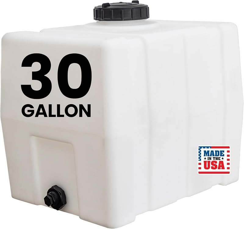 RomoTech 82123909 Horizontal Square Reservoir Water Tank, 30 Gallon, Made In USA, Natural Poly Tank Non-Flammable