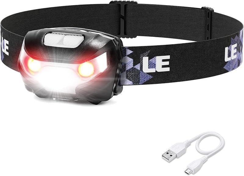 Lepro LED Headlamp Rechargeable IPX4 Waterproof Headlight 5 Modes - Black — headlamp for best camping lantern travel