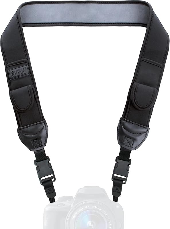 USA Gear TrueSHOT Camera Strap Neoprene Camera Straps - Padded Neck Strap, Pockets, and Quick Release Buckles -