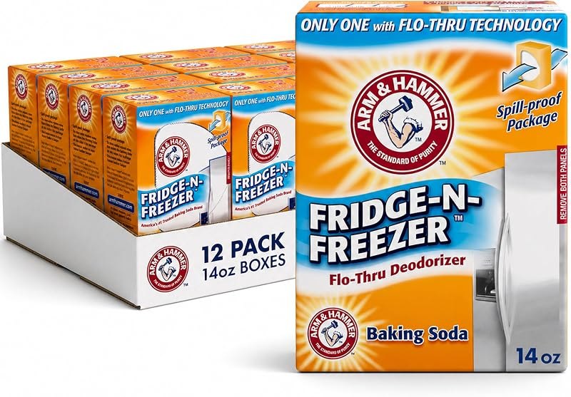 ARM & HAMMER Baking Soda Fridge-n-Freezer Odor Absorber, 14 oz Box — refrigerator baking soda for odor eliminator spray