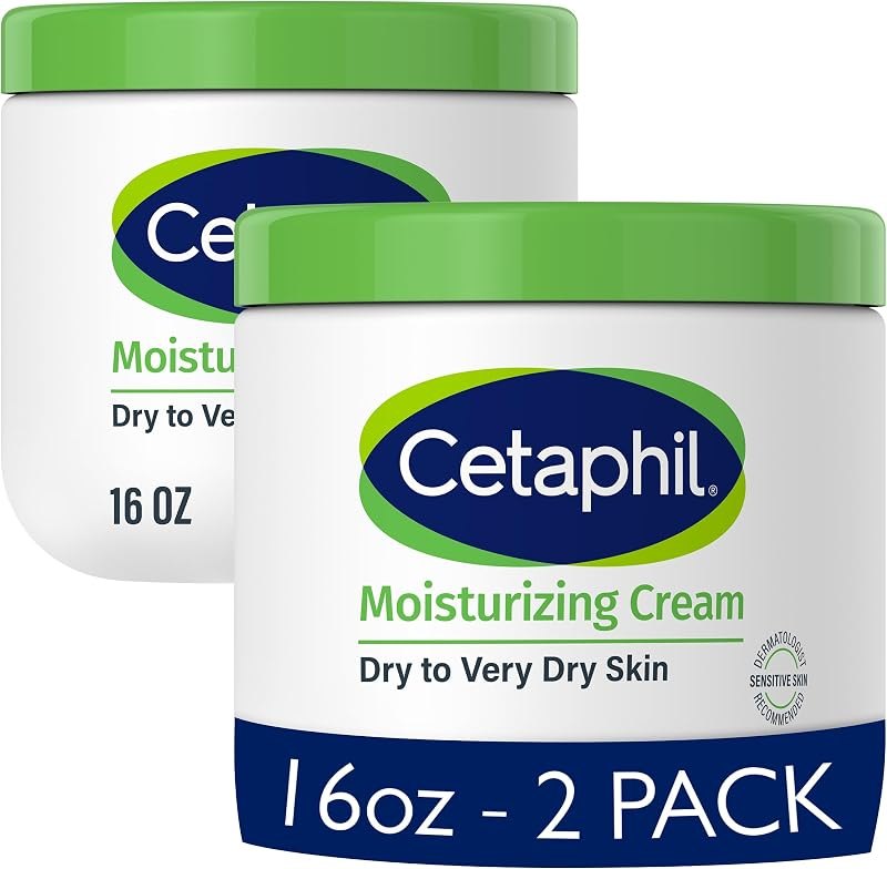 Cetaphil Moisturizing Cream, Dry Sensitive Skin, Fragrance Free, 16oz 2Pk — non comedogenic moisturizer pack for non