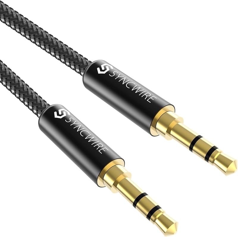 Syncwire 3.5mm Nylon Braided Aux Cable (3.3ft/1m,Hi-Fi Sound), Audio Auxiliary Input Adapter Male to Male Cord for