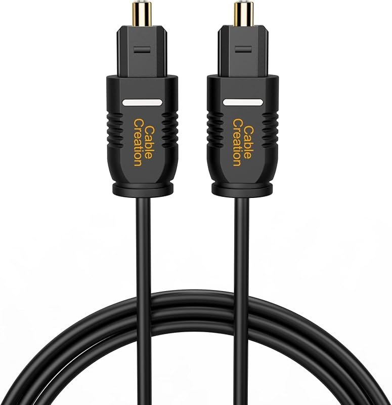 CableCreation Toslink Digital Optical Audio Fiber Optic Cable, 15FT, Thin — optical cable for best soundbar under 40