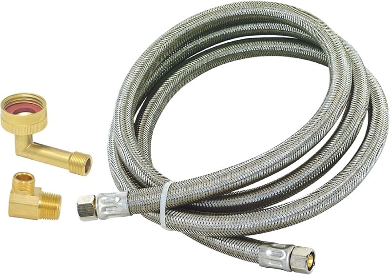 Eastman 5 Ft. Dishwasher Installation Kit, Braided Stainless Steel Supply Line with 3/8 Inch Compression Ends, 41041 —