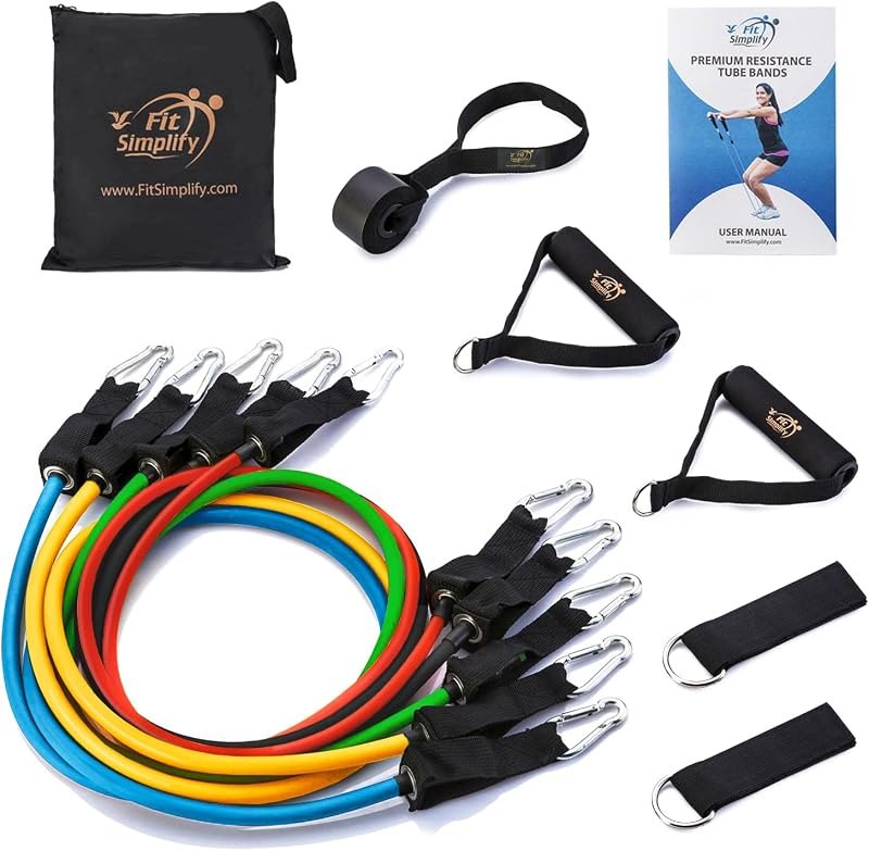 Fit Simplify Resistance Tube Bands 12 Piece Set with Instruction Booklet — resistance bands for best home gym