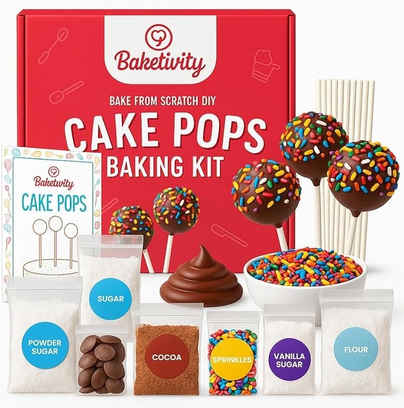 Baketivity DIY Cake Pop Kids Baking Kit with Pre-Measured Ingredients — Baking kit for best Baking