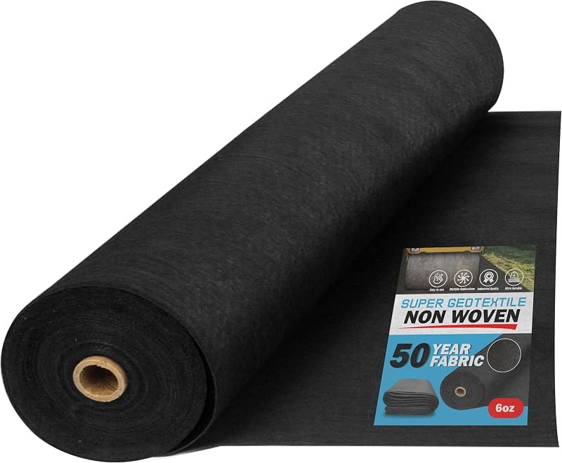 Super Geotextile 4, 6, 8 oz Non Woven Fabric for Landscaping, French Drains, Underlayment, Erosion Control