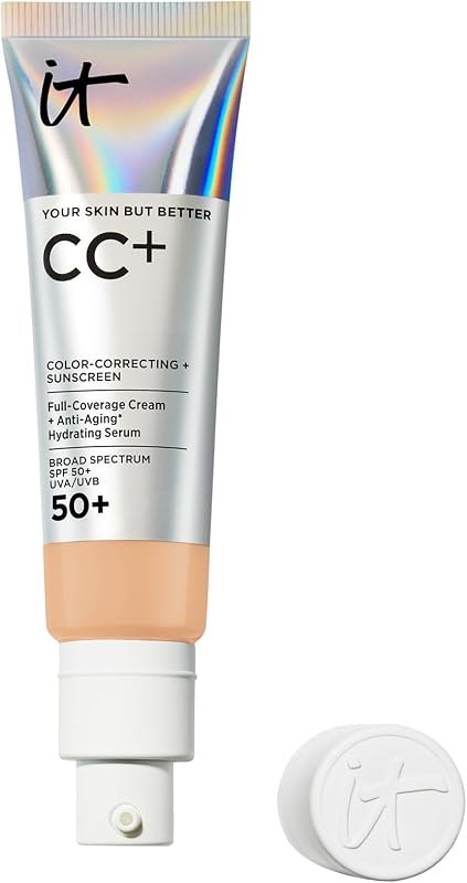 IT Cosmetics CC+ Cream with SPF 50+ Full Coverage Foundation Natural Finish — Makeup and SPF that will not break y for