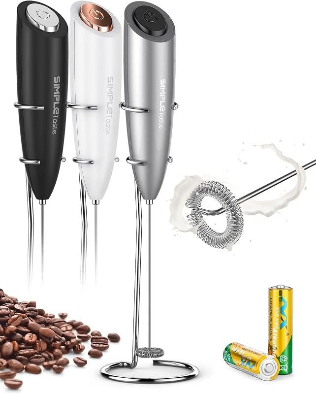 SIMPLETASTE Milk Frother Handheld Electric Foam Maker Battery Operated — frother for best home coffee maker under 40