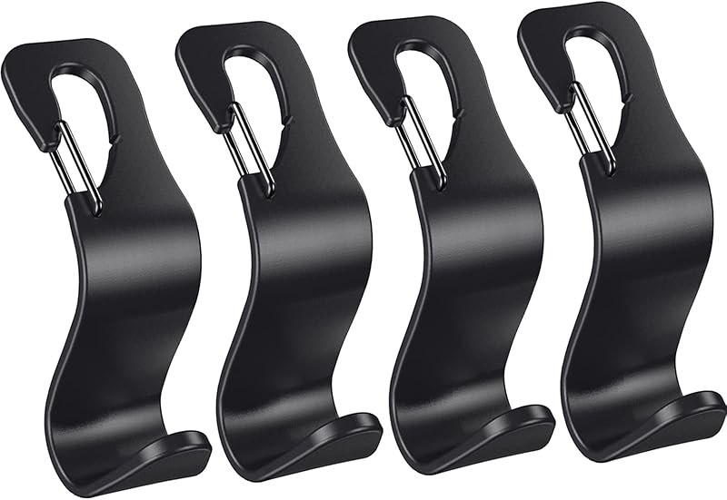 4 Pack Car Back Seat Headrest Hook Hanger for Purse Grocery Bag Handbag Hat, Purse Hook for Car with Clip — hook for