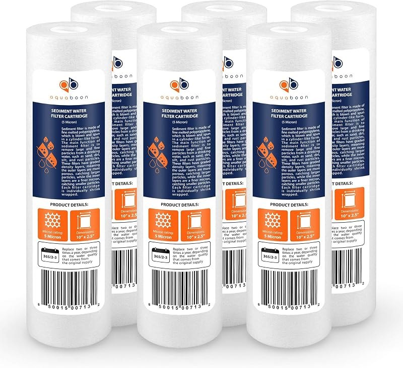Aquaboon 5 Micron 10 x 2.5 Sediment Filter - Whole House Water Filter Replacement Compatible with Well Water Filters -