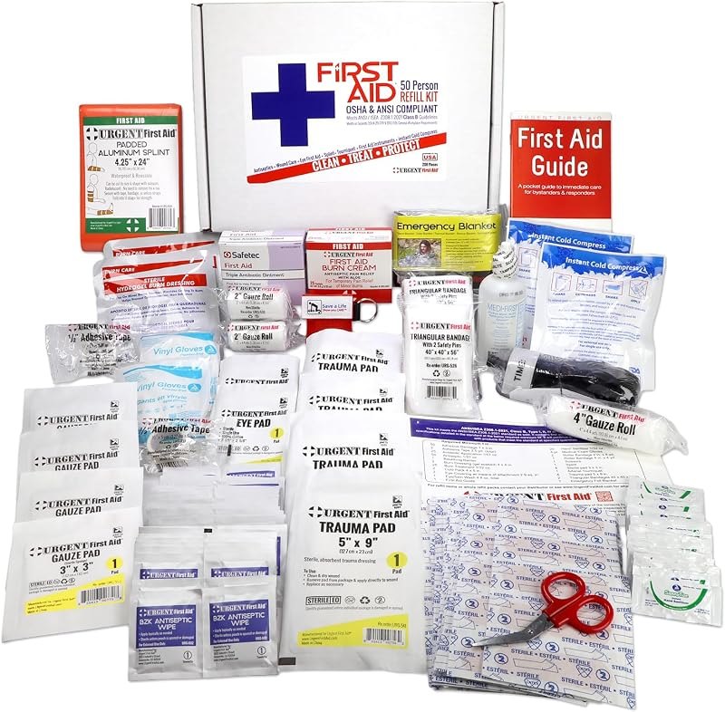 OSHA & ANSI 2021 Class B Refill Kit, 50 Person, 208 Pieces-First Aid Refill — first aid kit refill heavy duty for