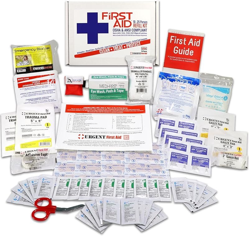 OSHA & ANSI 2021 Class A Refill Kit, 25 Person, 78 Pieces, First Aid Refill — first aid kit refill pack for first aid