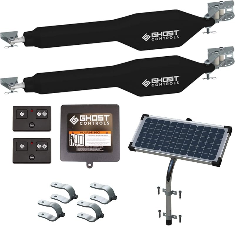 Ghost Controls TDS2XP Heavy-Duty Solar Dual Automatic Gate Opener Kit for Swing Gates Up to 20 Feet — Home Automation